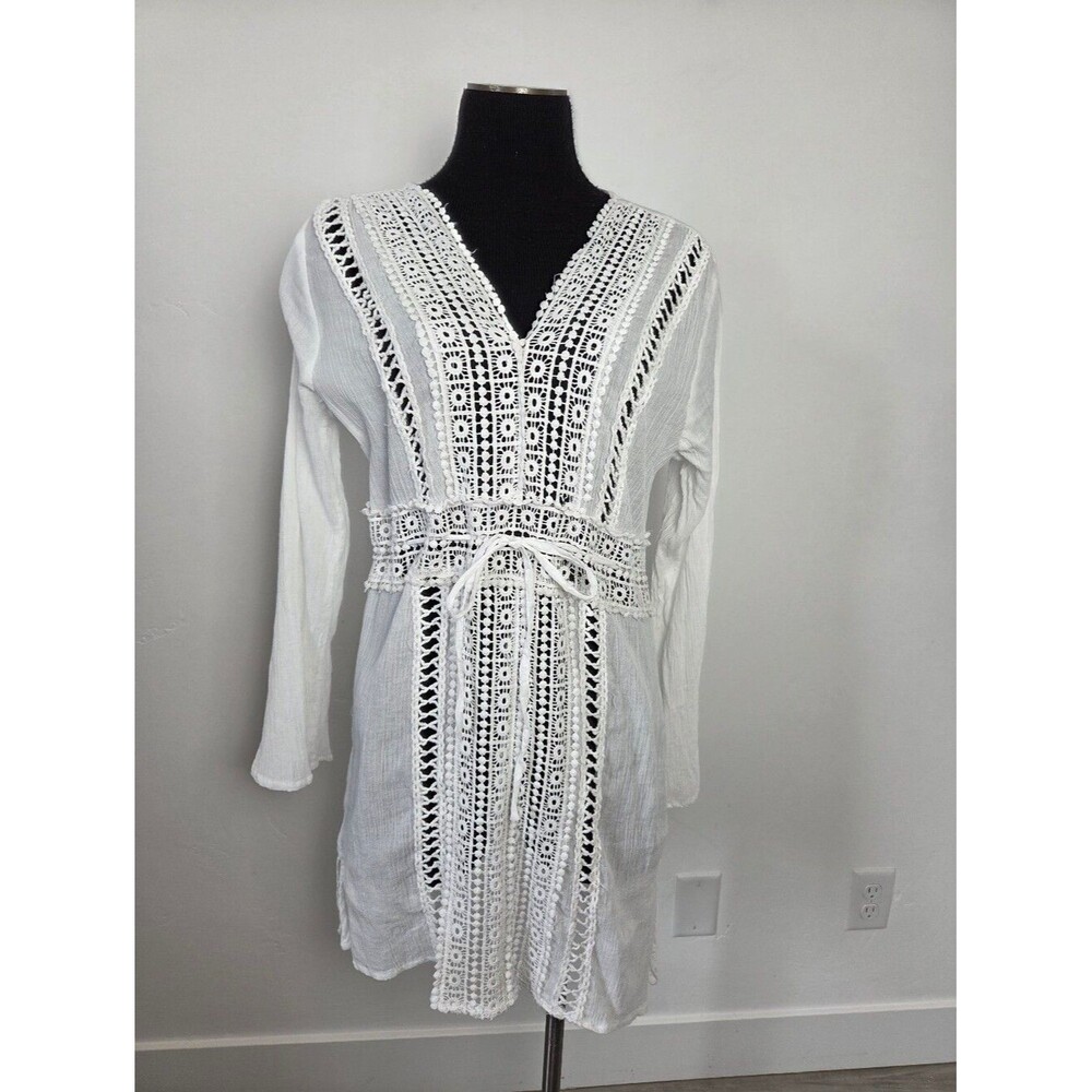 NEW Raviyah White Lace Swim Cover Up Crochet Resortwear Beach Vacation Pool M